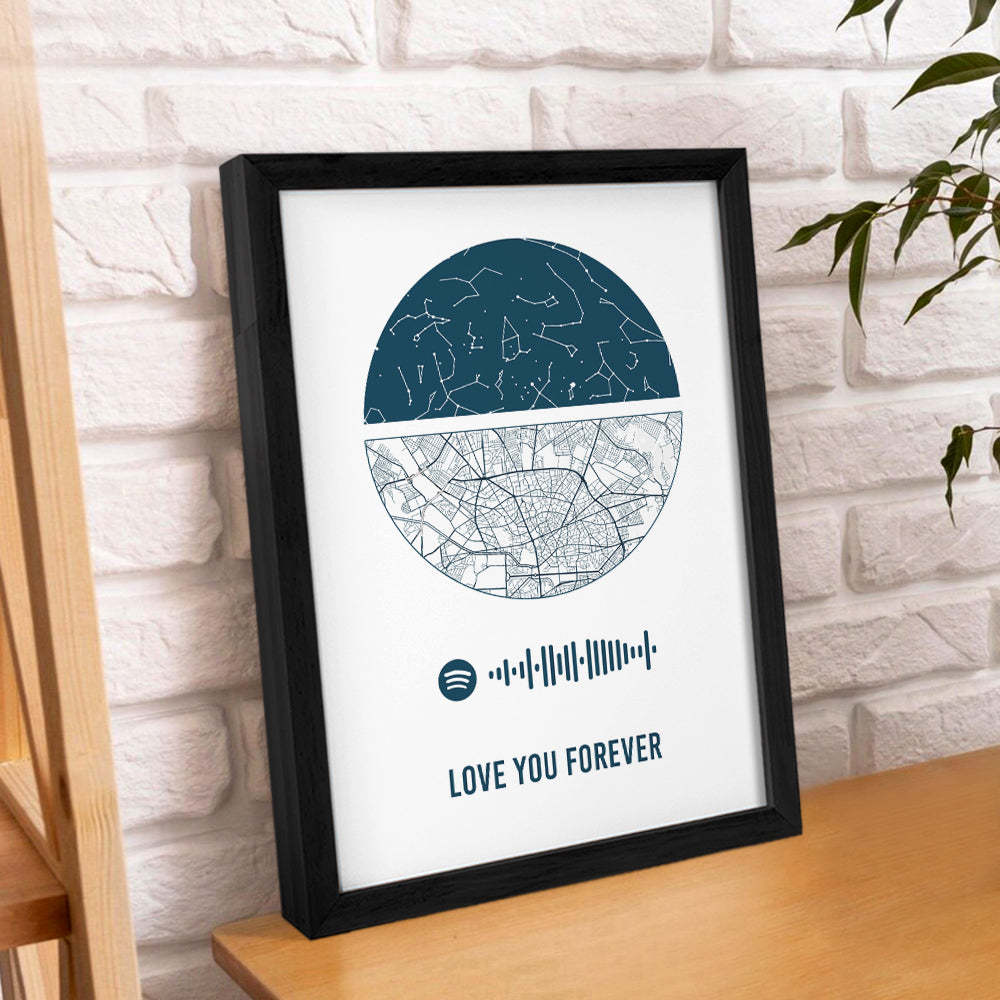 Cadre Spotify Personnalisé Ciel Nocturne Personnalisé Et Carte Cadeau D'anniversaire Pour Amoureux - Mug Personnalisé