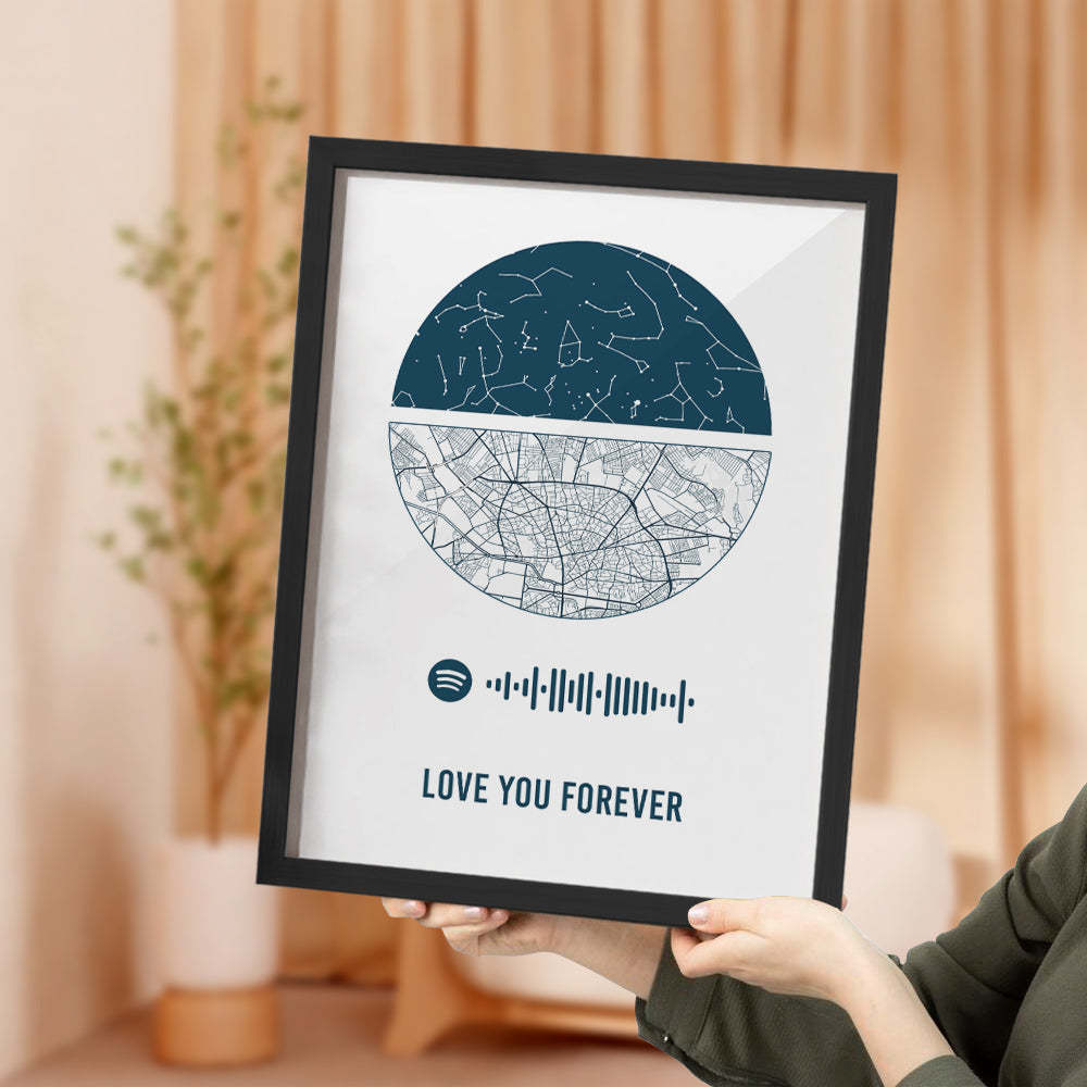 Cadre Spotify Personnalisé Ciel Nocturne Personnalisé Et Carte Cadeau D'anniversaire Pour Amoureux - Mug Personnalisé