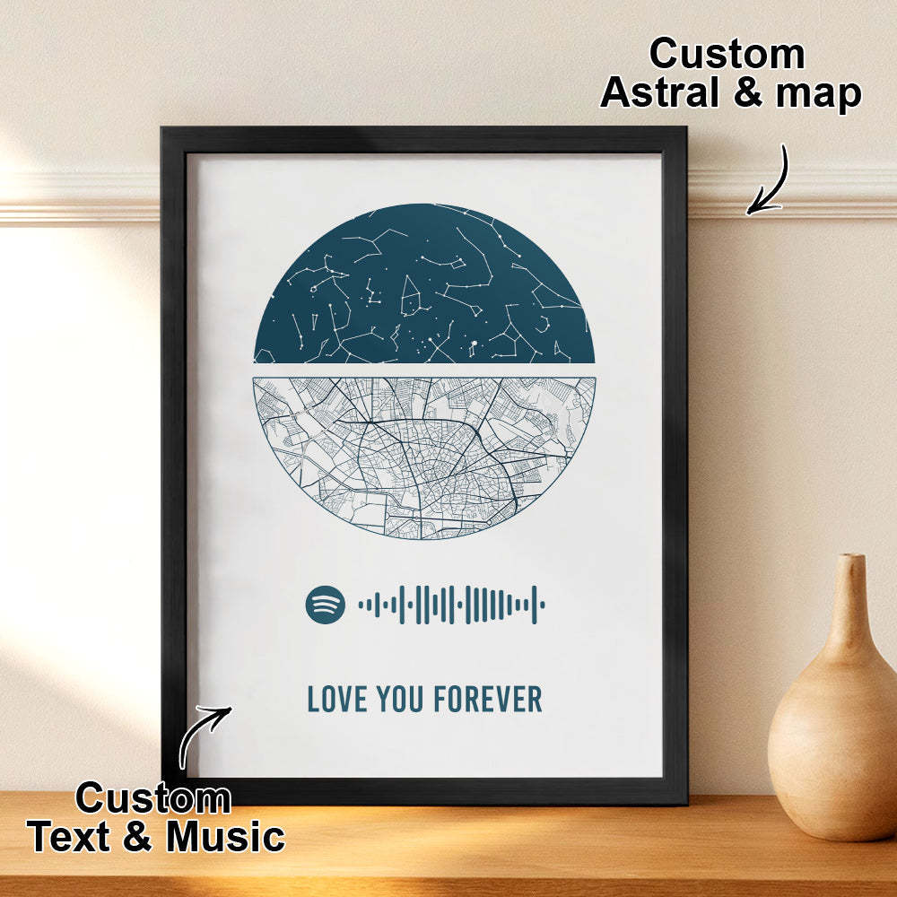 Cadre Spotify Personnalisé Ciel Nocturne Personnalisé Et Carte Cadeau D'anniversaire Pour Amoureux - Mug Personnalisé