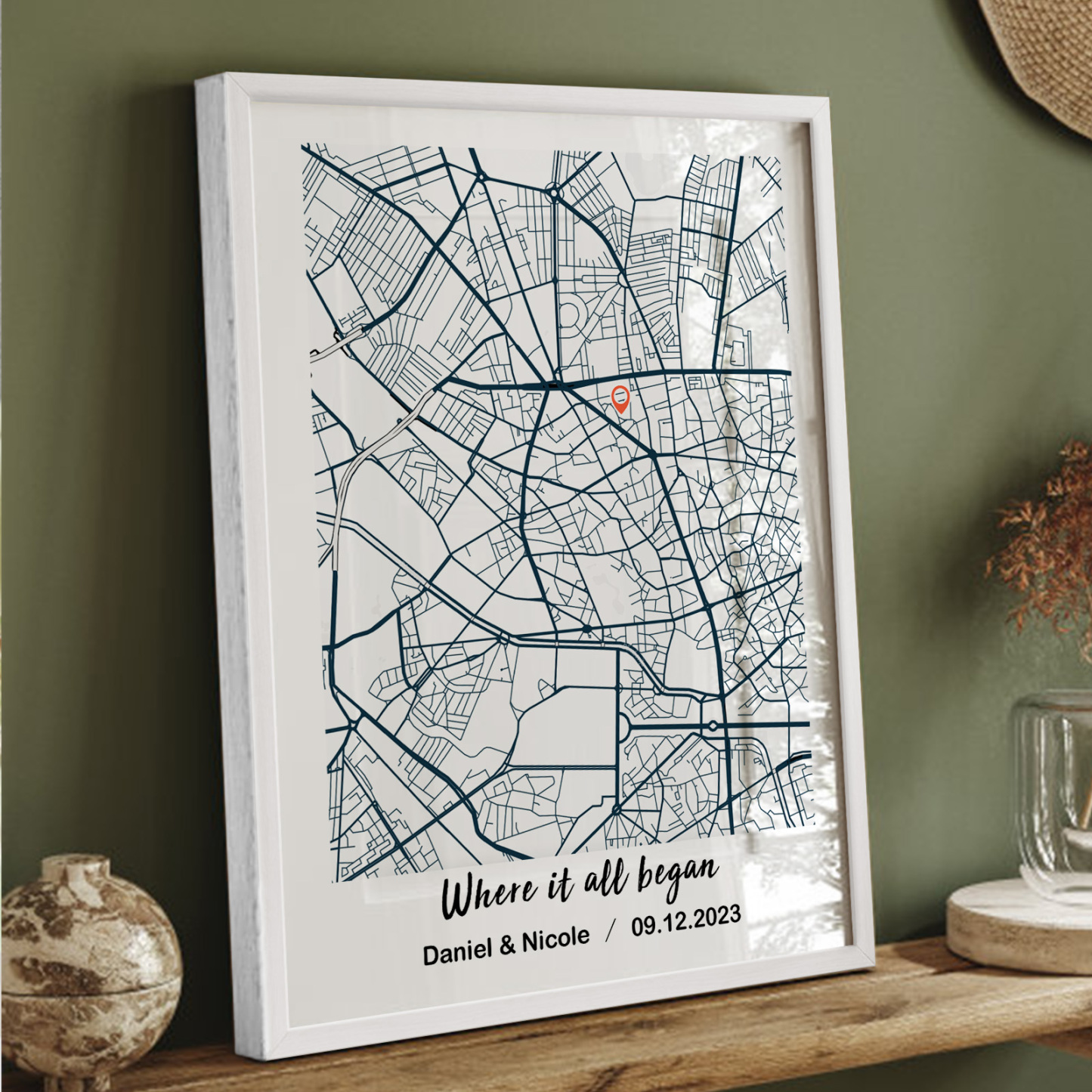 Ornement De Carte Personnalisé, Affichage En Bois, Emplacement Personnalisé, Décor De Bureau Personnalisé Pour Amoureux - Mug Personnalisé