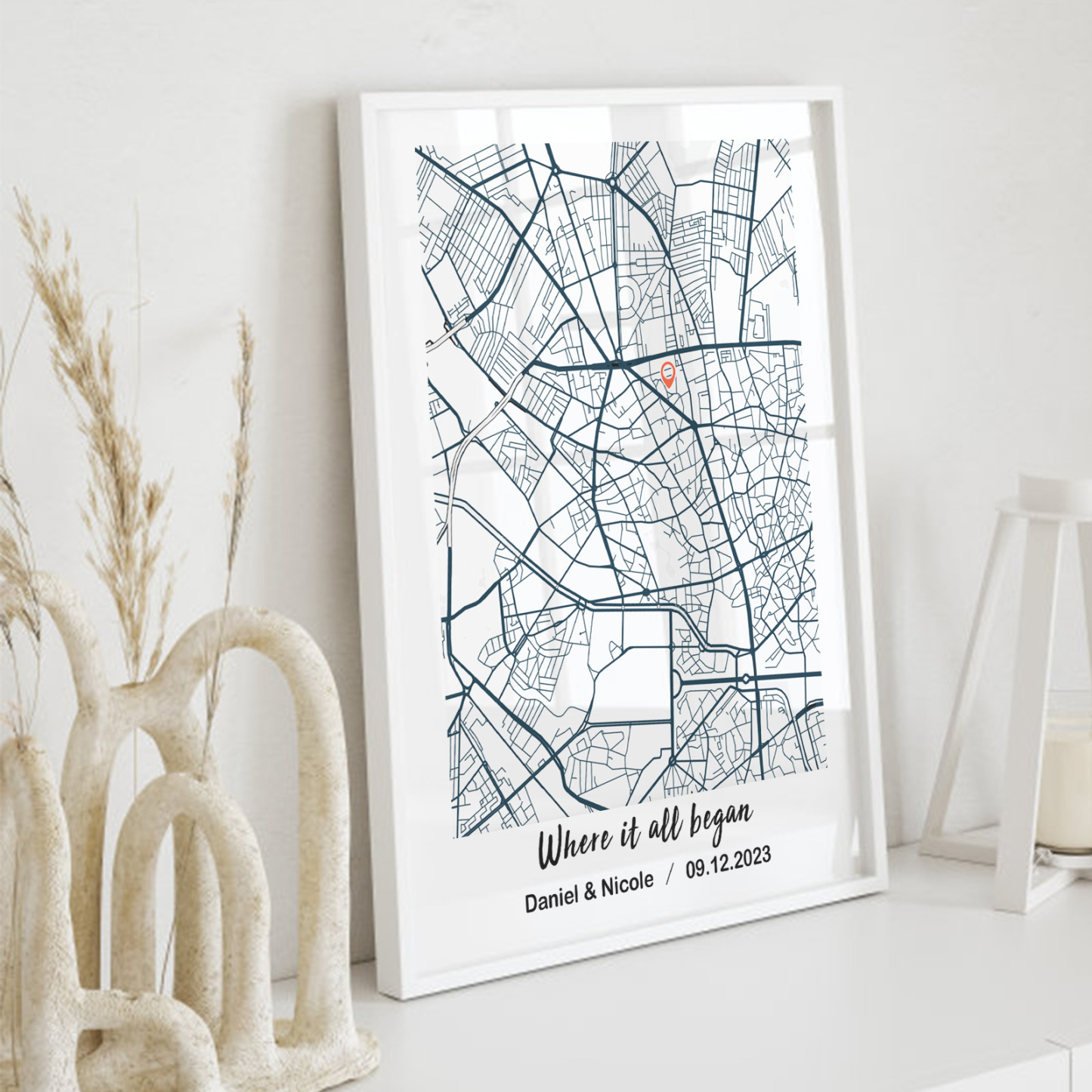 Ornement De Carte Personnalisé, Affichage En Bois, Emplacement Personnalisé, Décor De Bureau Personnalisé Pour Amoureux - Mug Personnalisé