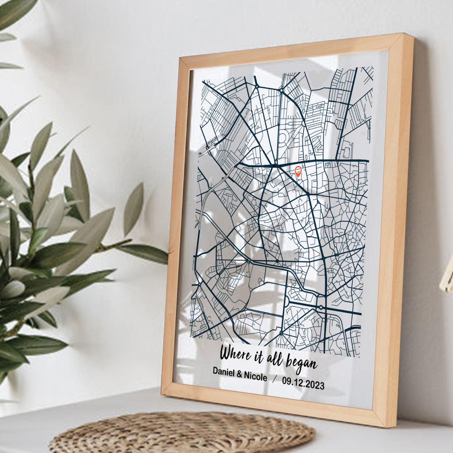 Ornement De Carte Personnalisé, Affichage En Bois, Emplacement Personnalisé, Décor De Bureau Personnalisé Pour Amoureux - Mug Personnalisé