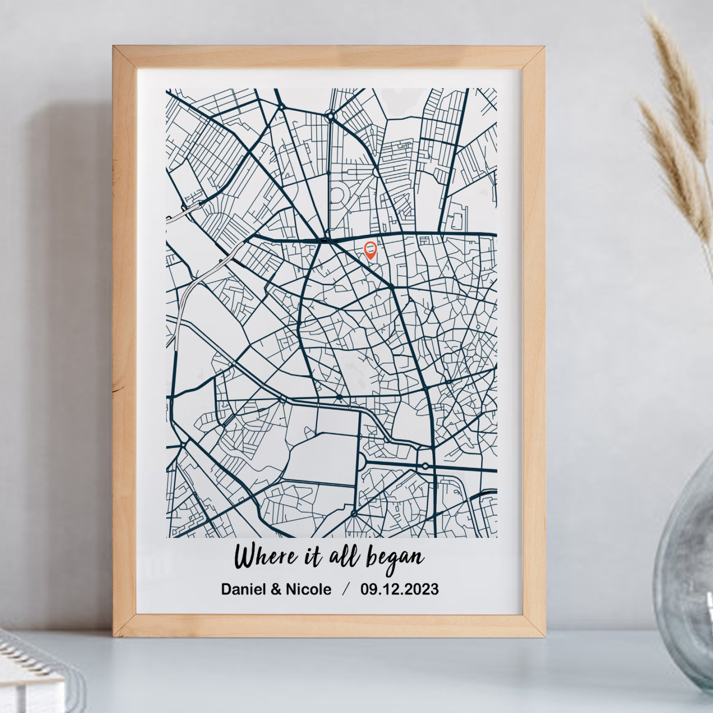 Ornement De Carte Personnalisé, Affichage En Bois, Emplacement Personnalisé, Décor De Bureau Personnalisé Pour Amoureux - Mug Personnalisé