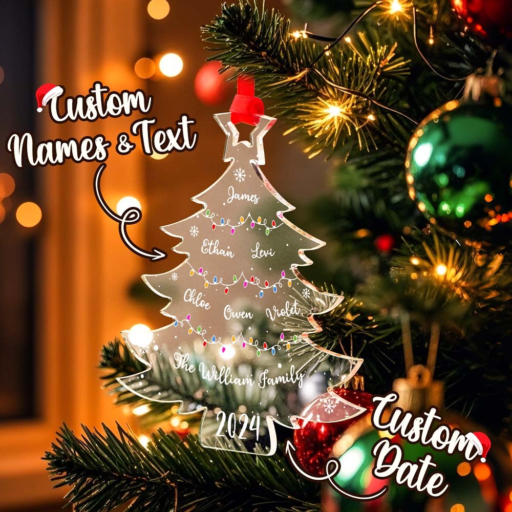 Ornement D'arbre De Noël Personnalisé Avec Noms De Famille, Ornement En Acrylique Pour Cadeaux De Noël - Mug Personnalisé