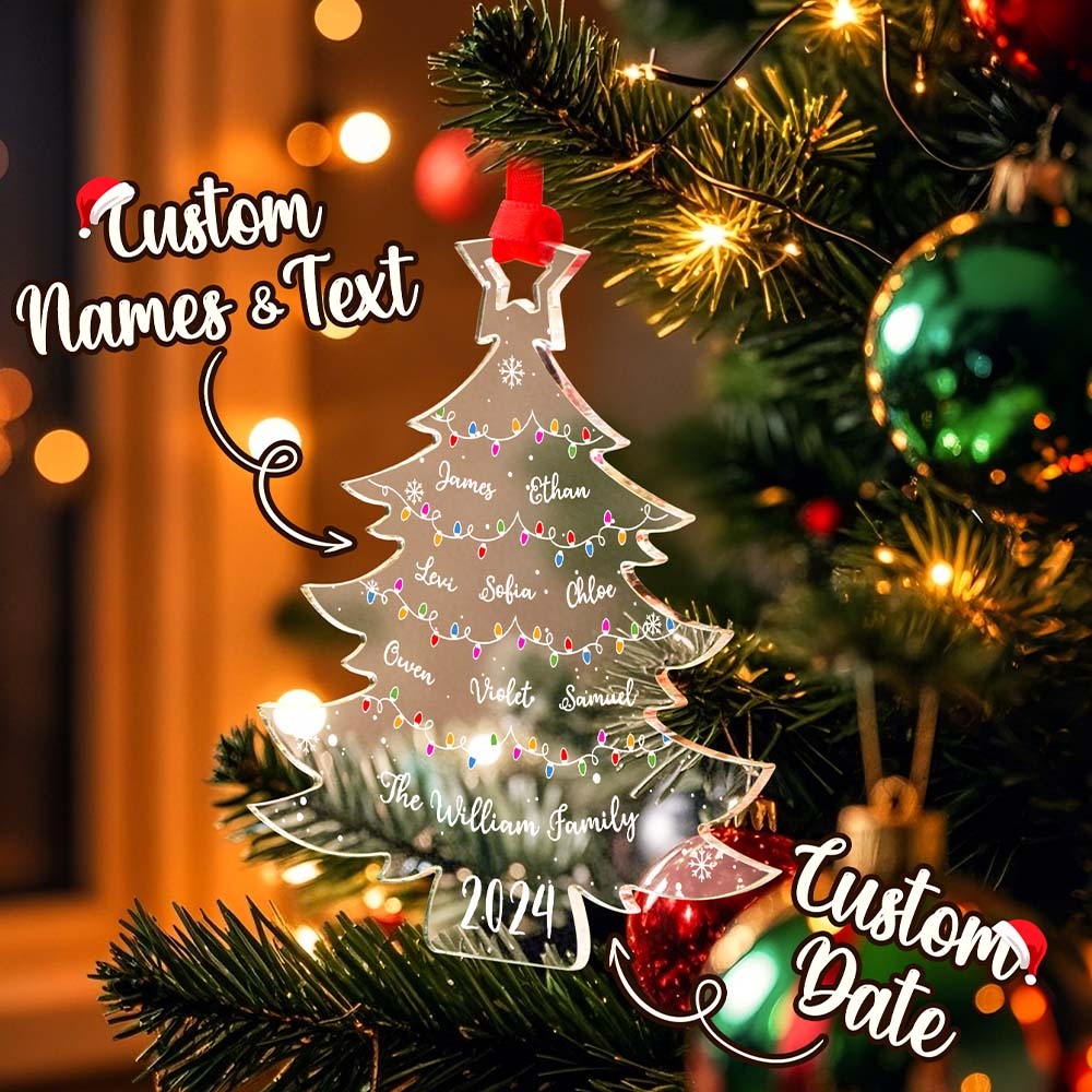 Ornement D'arbre De Noël Personnalisé Avec Noms De Famille, Ornement En Acrylique Pour Cadeaux De Noël - Mug Personnalisé