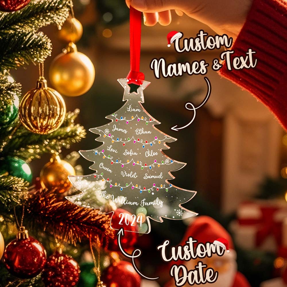 Ornement D'arbre De Noël Personnalisé Avec Noms De Famille, Ornement En Acrylique Pour Cadeaux De Noël - Mug Personnalisé