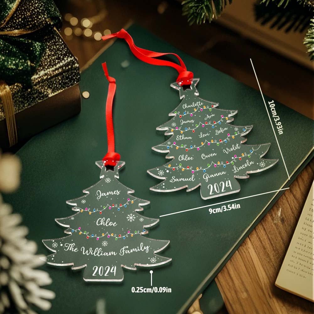 Ornement D'arbre De Noël Personnalisé Avec Noms De Famille, Ornement En Acrylique Pour Cadeaux De Noël - Mug Personnalisé