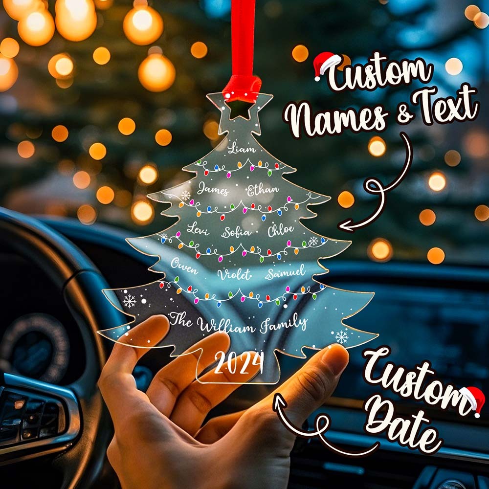 Ornement D'arbre De Noël Personnalisé Avec Noms De Famille, Ornement En Acrylique Pour Cadeaux De Noël - Mug Personnalisé