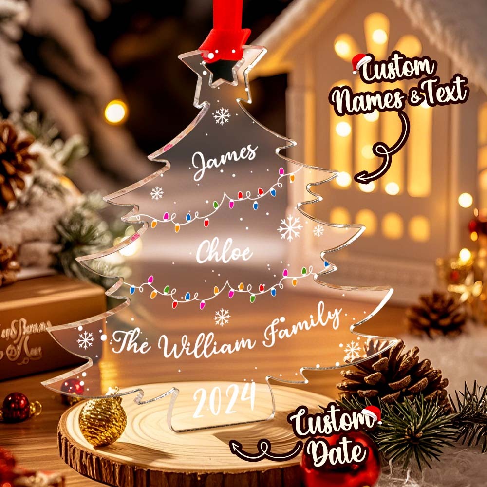 Ornement D'arbre De Noël Personnalisé Avec Noms De Famille, Ornement En Acrylique Pour Cadeaux De Noël - Mug Personnalisé