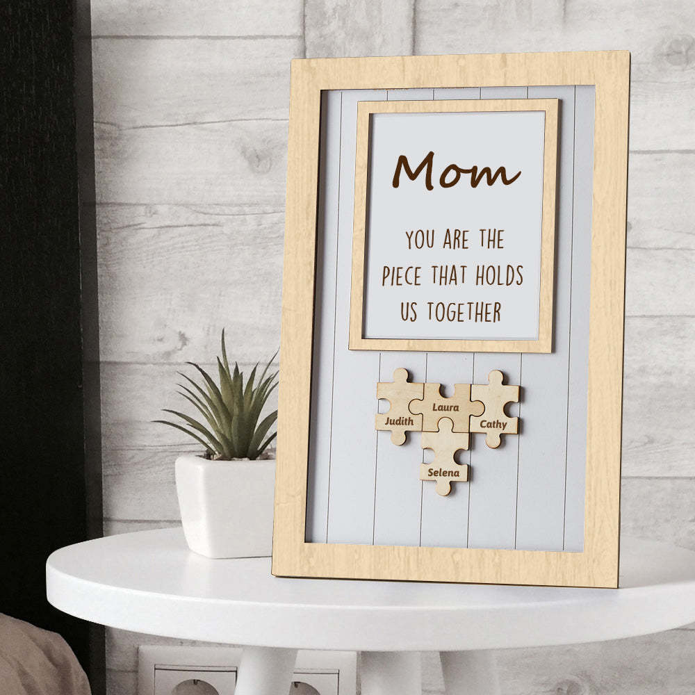Mom Puzzle Nom Personnalisé Cadre Signe Vous Êtes La Pièce Qui Nous Tient Ensemble - Mug Personnalisé