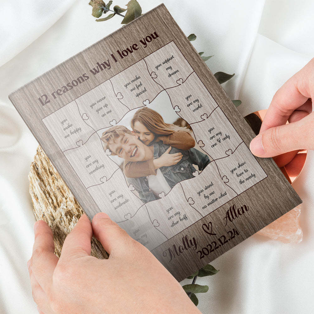 12 Raisons Pour Lesquelles Je T'aime Avec Plaque Photo Acrylique Personnalisée Saint Valentin Ou Cadeau D'anniversaire Romantique Pour Petit Ami - Mug Personnalisé