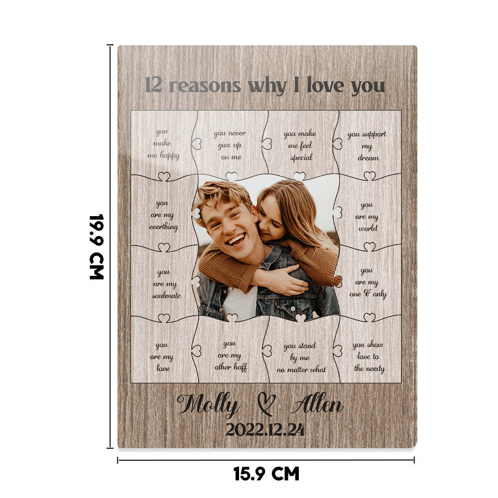 12 Raisons Pour Lesquelles Je T'aime Avec Plaque Photo Acrylique Personnalisée Saint Valentin Ou Cadeau D'anniversaire Romantique Pour Petit Ami - Mug Personnalisé