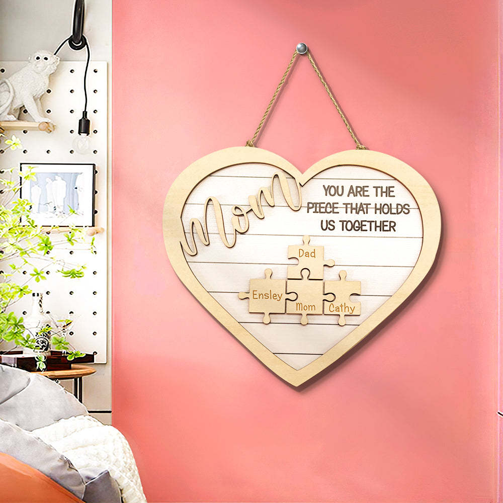 Cadeau Pour Maman Puzzle Maman Personnalisé Maman Personnalisée Vous Êtes La Pièce Qui Nous Tient Ensemble Panneau De Pièce De Puzzle - Mug Personnalisé