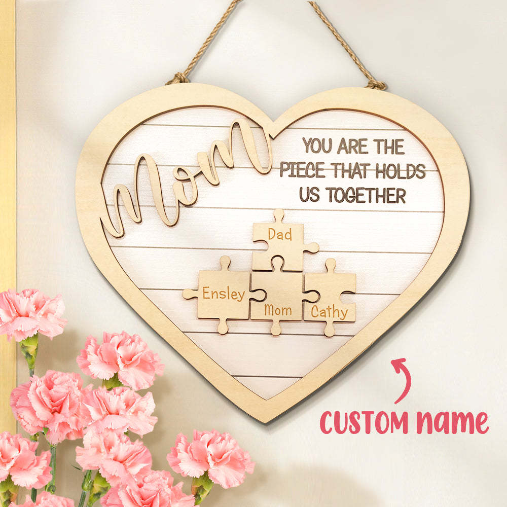 Cadeau Pour Maman Puzzle Maman Personnalisé Maman Personnalisée Vous Êtes La Pièce Qui Nous Tient Ensemble Panneau De Pièce De Puzzle - Mug Personnalisé