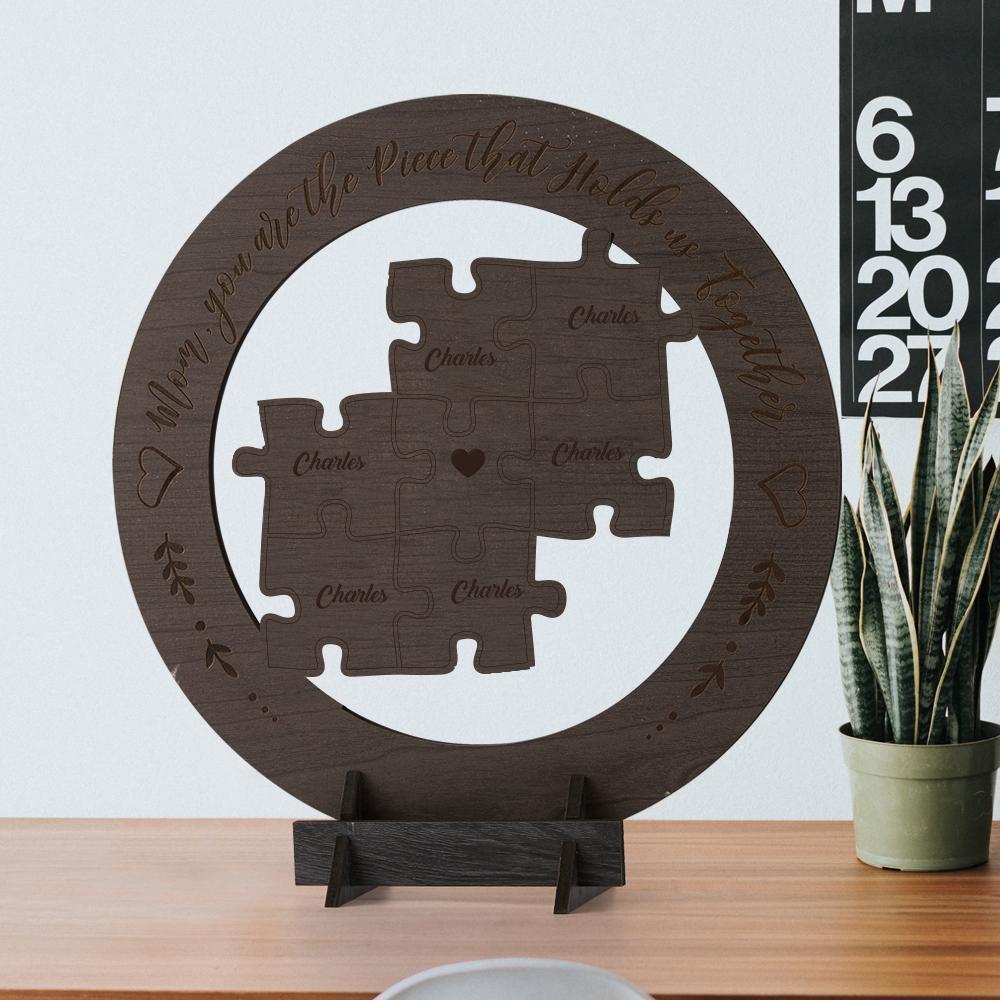 Cadeau De Fête Des Mères Cadre De Fête Des Mères En Bois Rond Personnalisé - Mug Personnalisé