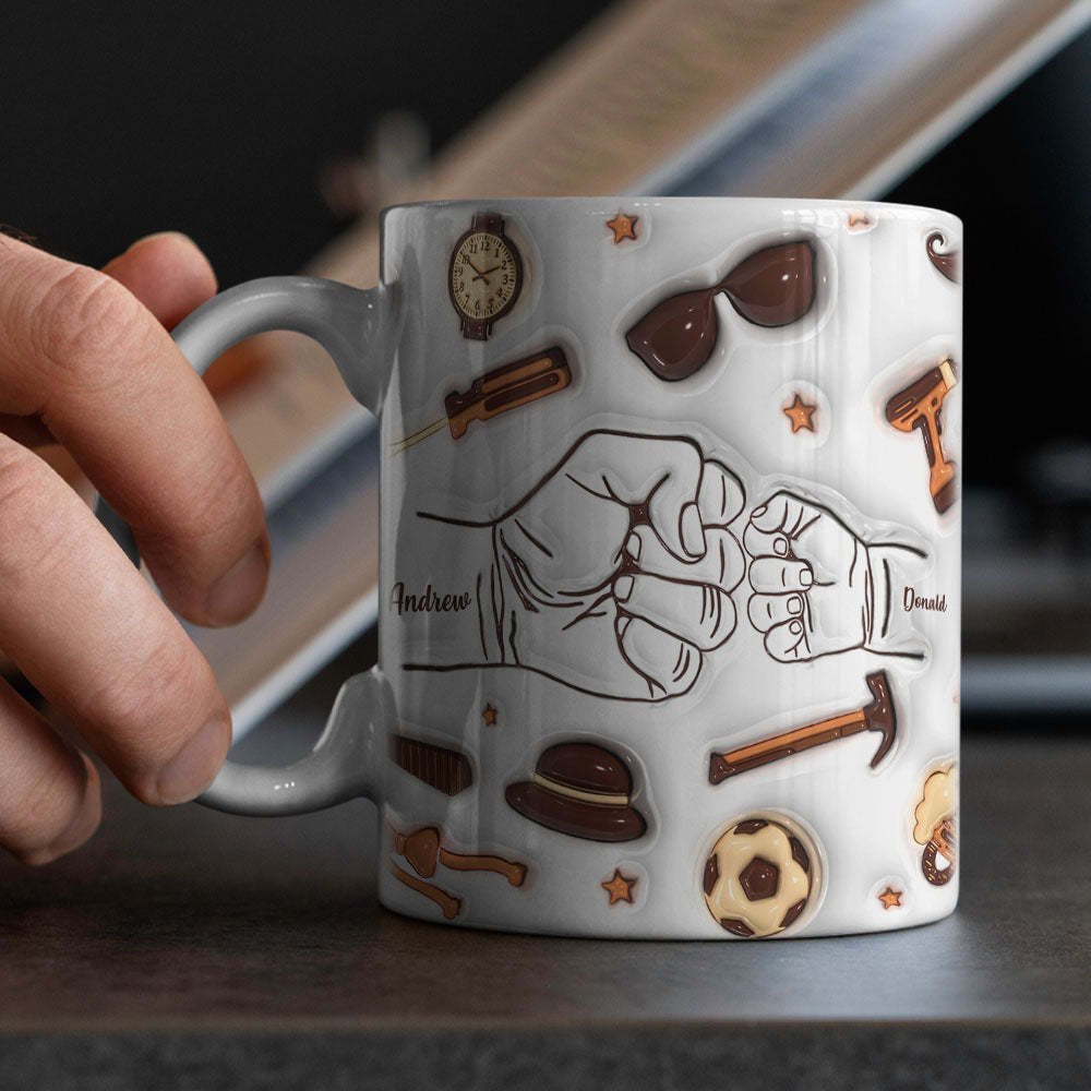 Cadeaux De Fête Des Pères Personnalisés 1-6 Noms D'enfants Personnalisé Effet Gonflé 3d Tasse Imprimée Pour Papa Ou Grand-père - Mug Personnalisé