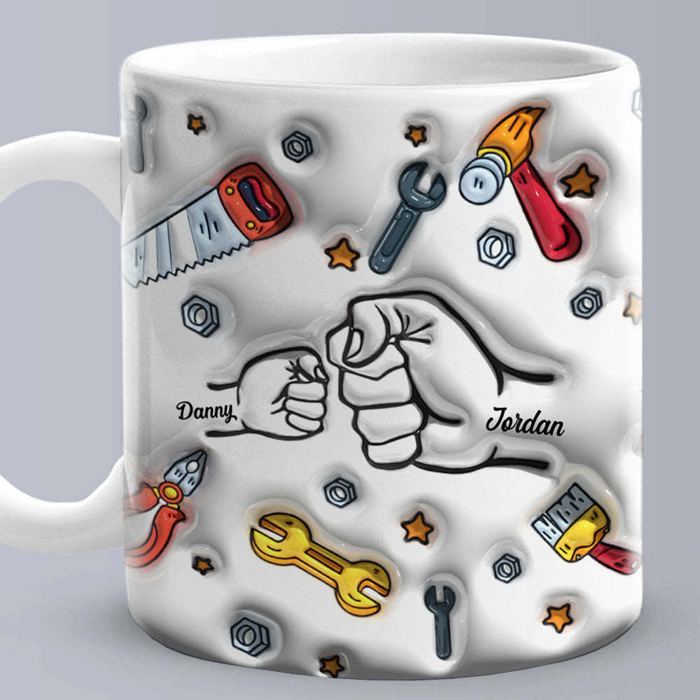 Cadeaux De Fête Des Pères Noms Personnalisés Tasse Imprimée À Effet Gonflé 3d Personnalisée 1-6 Enfants - Mug Personnalisé