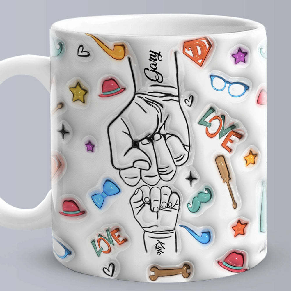 Cadeaux Pour Papa Personnalisés 1-6 Enfants Noms Personnalisés Effet Gonflé 3d Tasse Imprimée Cadeaux De Fête Des Pères - Mug Personnalisé