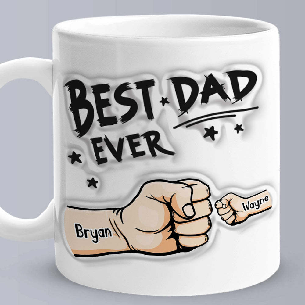 Cadeaux De Fête Des Pères Personnalisés 1-6 Enfants Noms Personnalisés Effet Gonflé 3d Tasse À Café Imprimée Vous Êtes Mon Meilleur Papa - Mug Personnalisé