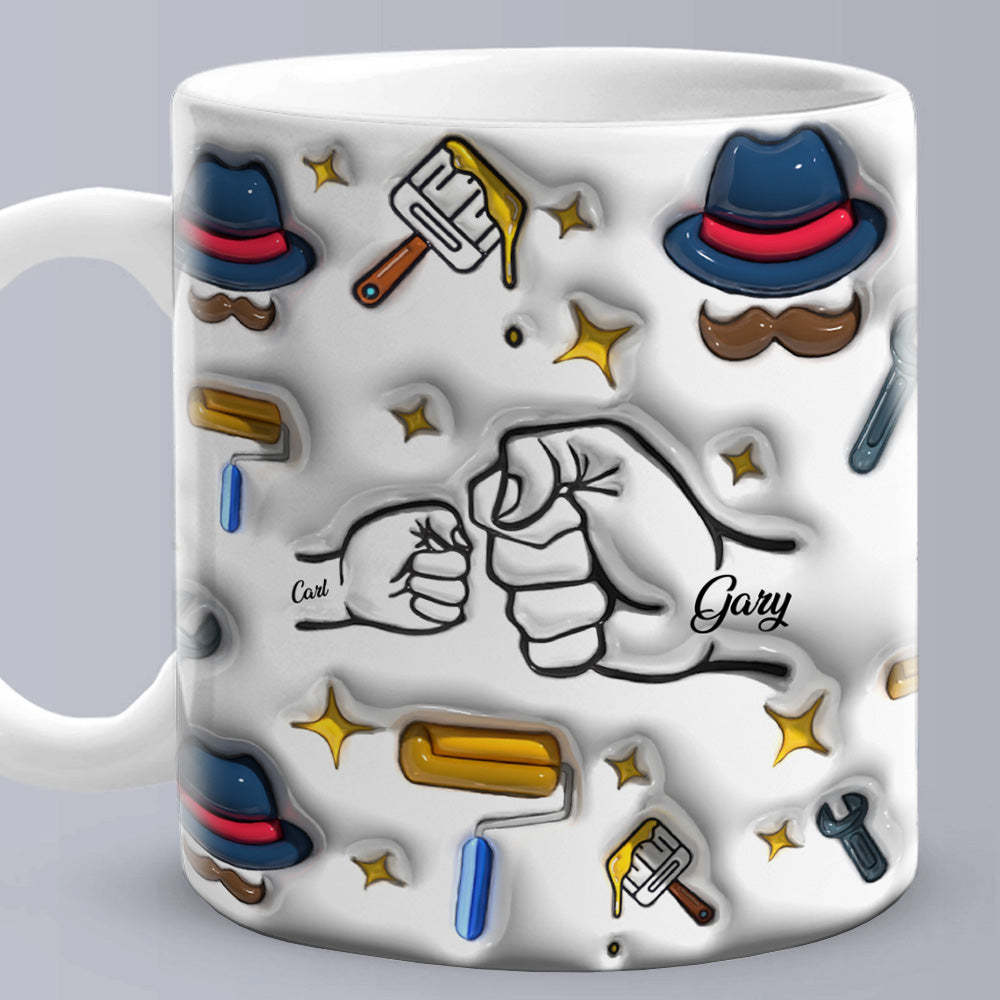 Cadeaux De Fête Des Pères Personnalisés 1-6 Enfants Noms Personnalisés Tasse À Café Imprimée Effet Gonflé 3d - Mug Personnalisé