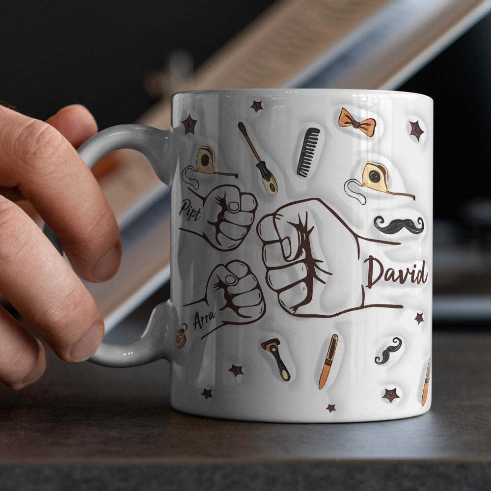 Tasse À Main De Père, Tasse De Poing De Papa Personnalisée, Tasse De Poing De Papa Personnalisée, Cadeaux De Fête Des Pères - Mug Personnalisé