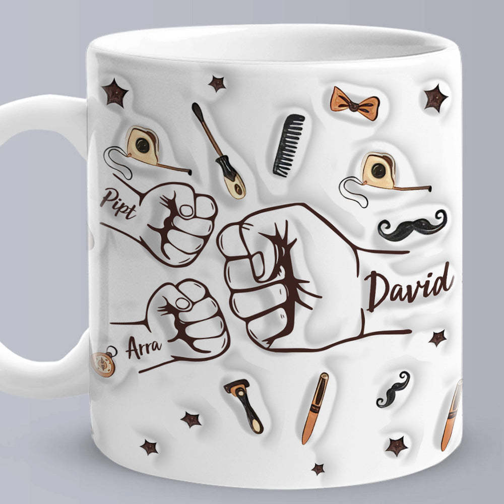 Tasse À Main De Père, Tasse De Poing De Papa Personnalisée, Tasse De Poing De Papa Personnalisée, Cadeaux De Fête Des Pères - Mug Personnalisé