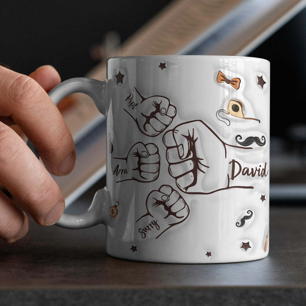 Tasse À Main De Père, Tasse De Poing De Papa Personnalisée, Tasse De Poing De Papa Personnalisée, Cadeaux De Fête Des Pères - Mug Personnalisé