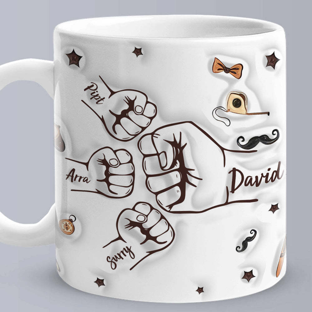 Tasse À Main De Père, Tasse De Poing De Papa Personnalisée, Tasse De Poing De Papa Personnalisée, Cadeaux De Fête Des Pères - Mug Personnalisé
