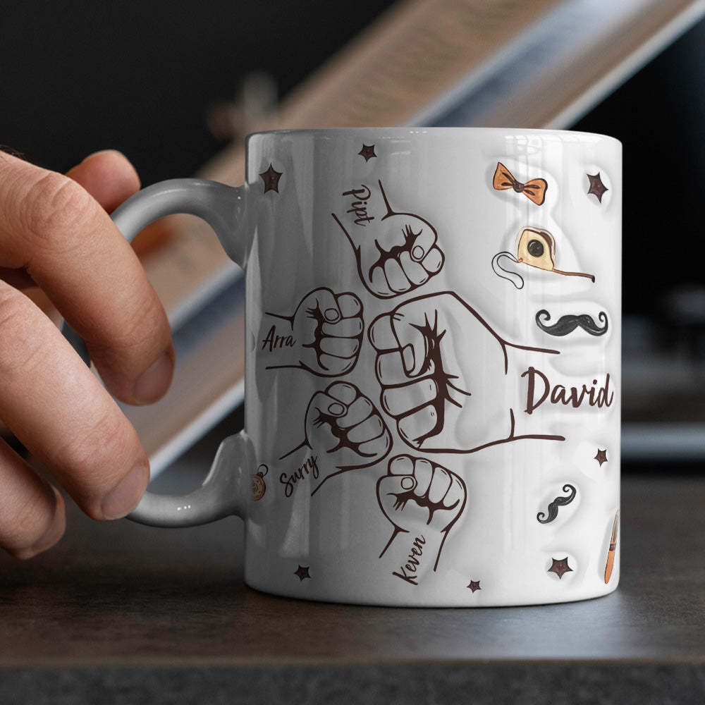Tasse À Main De Père, Tasse De Poing De Papa Personnalisée, Tasse De Poing De Papa Personnalisée, Cadeaux De Fête Des Pères - Mug Personnalisé