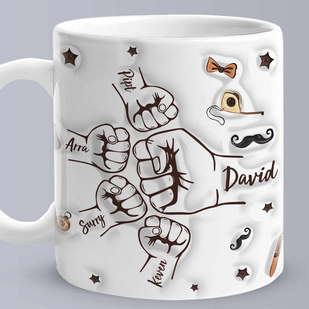 Tasse À Main De Père, Tasse De Poing De Papa Personnalisée, Tasse De Poing De Papa Personnalisée, Cadeaux De Fête Des Pères - Mug Personnalisé