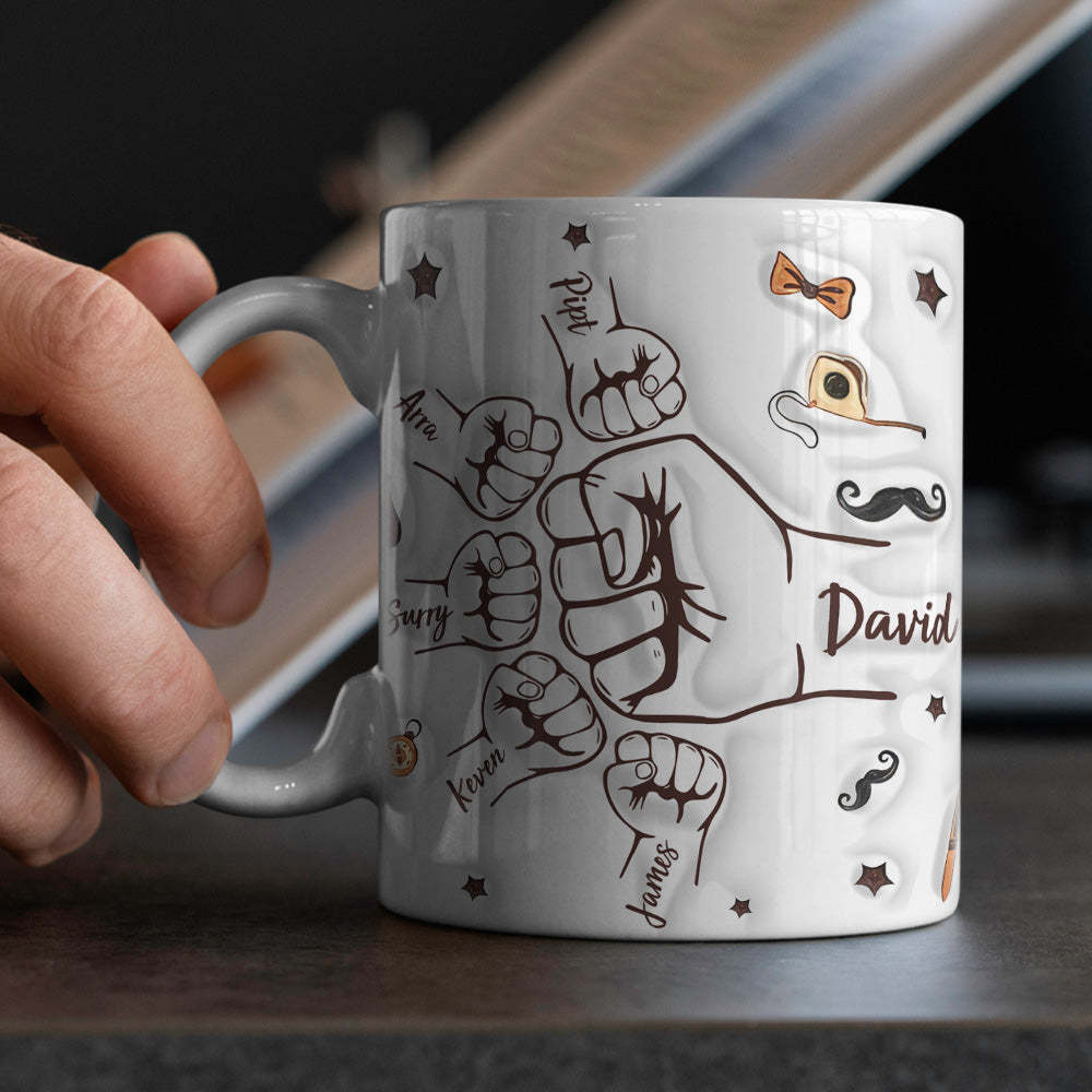 Tasse À Main De Père, Tasse De Poing De Papa Personnalisée, Tasse De Poing De Papa Personnalisée, Cadeaux De Fête Des Pères - Mug Personnalisé
