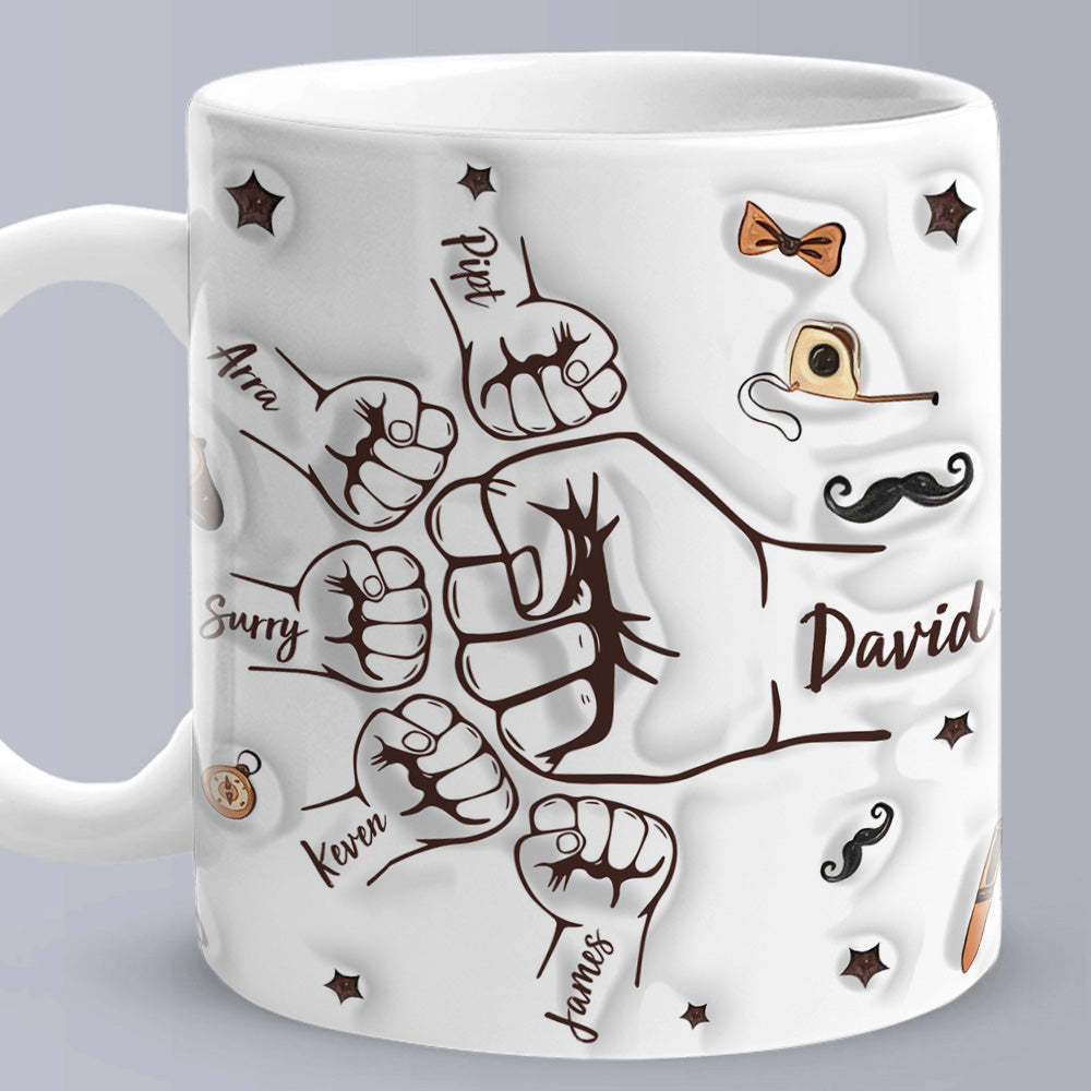 Tasse À Main De Père, Tasse De Poing De Papa Personnalisée, Tasse De Poing De Papa Personnalisée, Cadeaux De Fête Des Pères - Mug Personnalisé