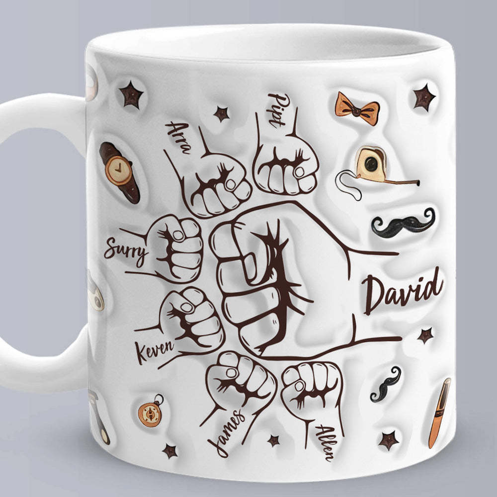 Tasse À Main De Père, Tasse De Poing De Papa Personnalisée, Tasse De Poing De Papa Personnalisée, Cadeaux De Fête Des Pères - Mug Personnalisé