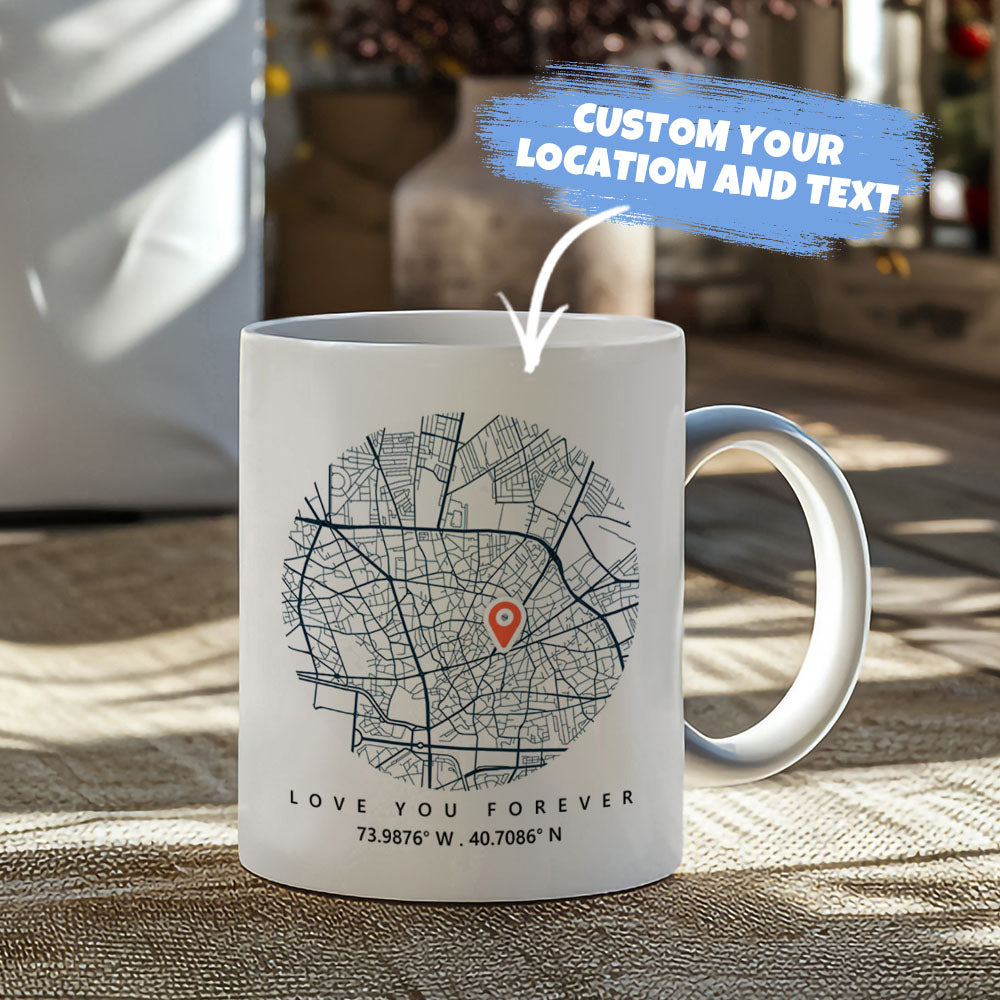 Tasse De Carte Personnalisée, Tasse De Localisation Personnalisée, Cadeaux De Noël Pour Amoureux