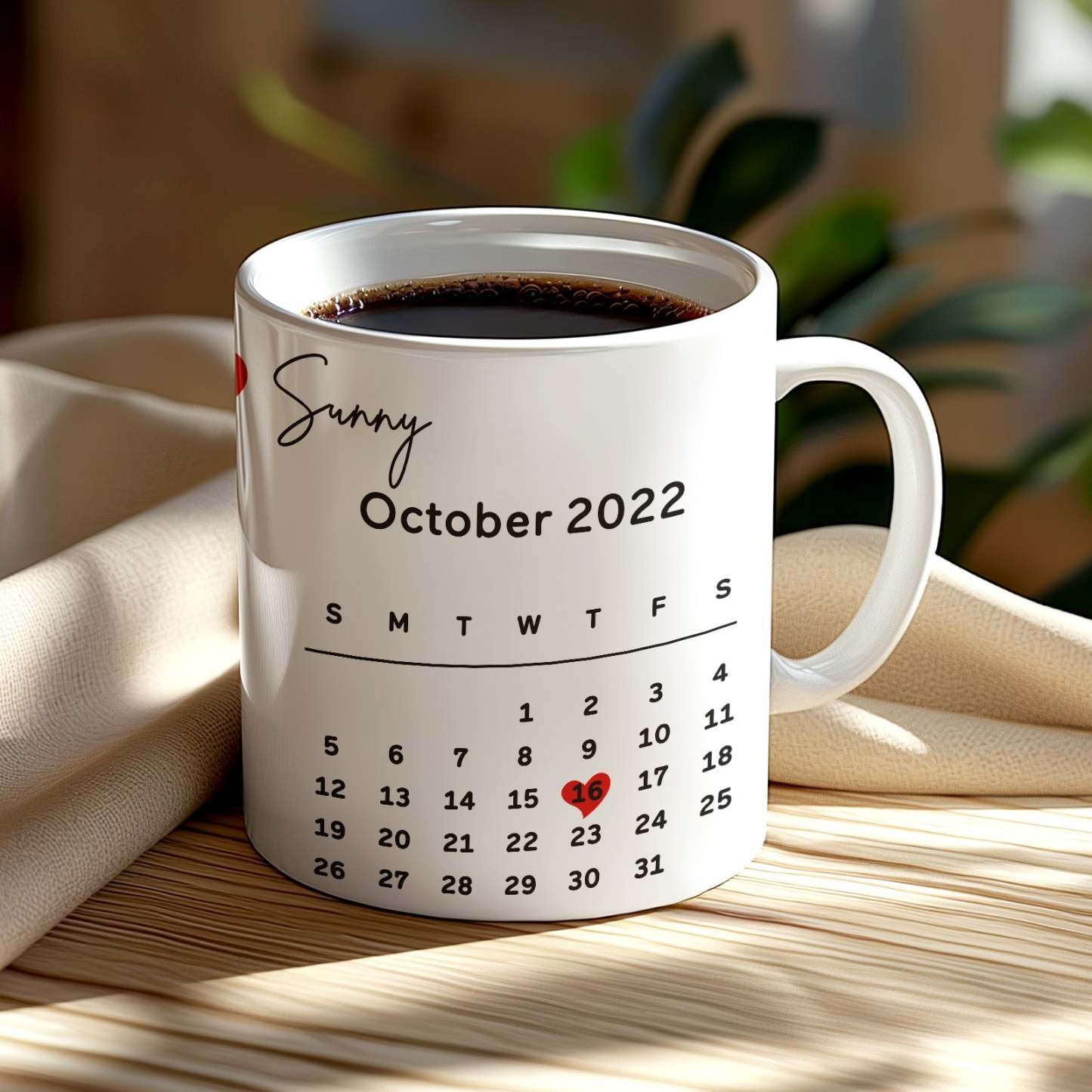 Calendrier Personnalisé Avec Photo Personnalisée Et Cadeaux De Tasse À Café Imprimés Par Code Spotify Pour Lui - Mug Personnalisé