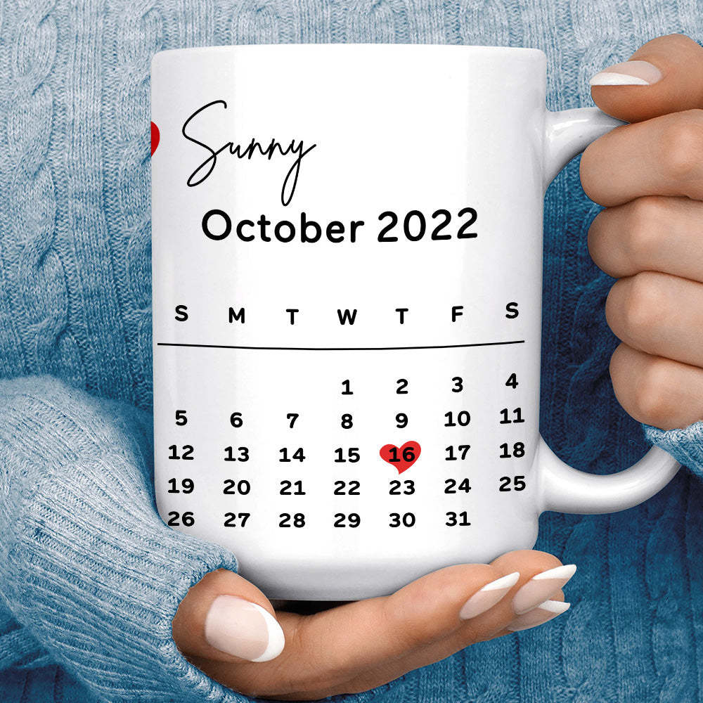 Calendrier Personnalisé Avec Photo Personnalisée Et Cadeaux De Tasse À Café Imprimés Par Code Spotify Pour Lui - Mug Personnalisé