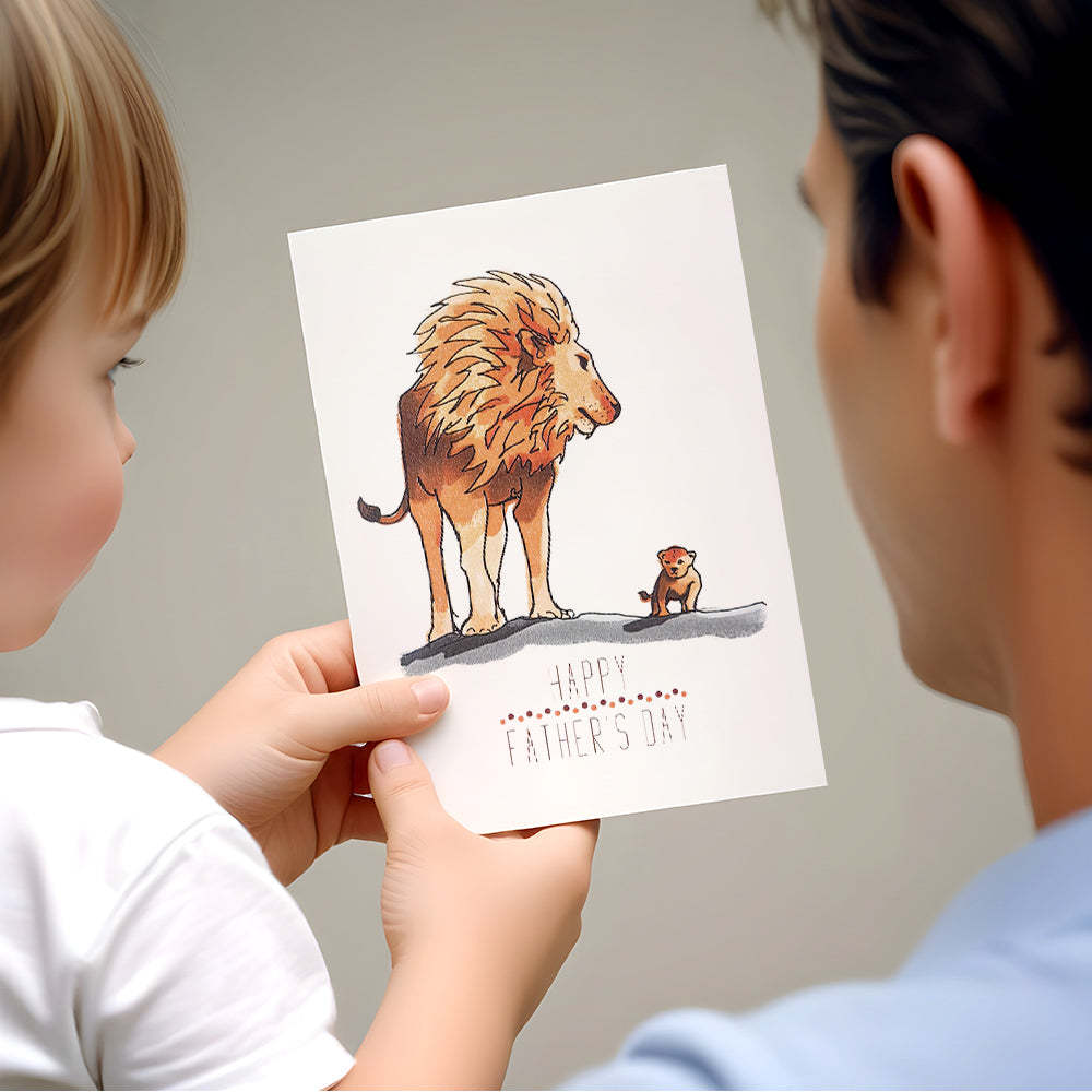 Carte De Fête Des Pères Lion Carte De Fête Des Pères Carte De Vœux Pour Papa - Mug Personnalisé