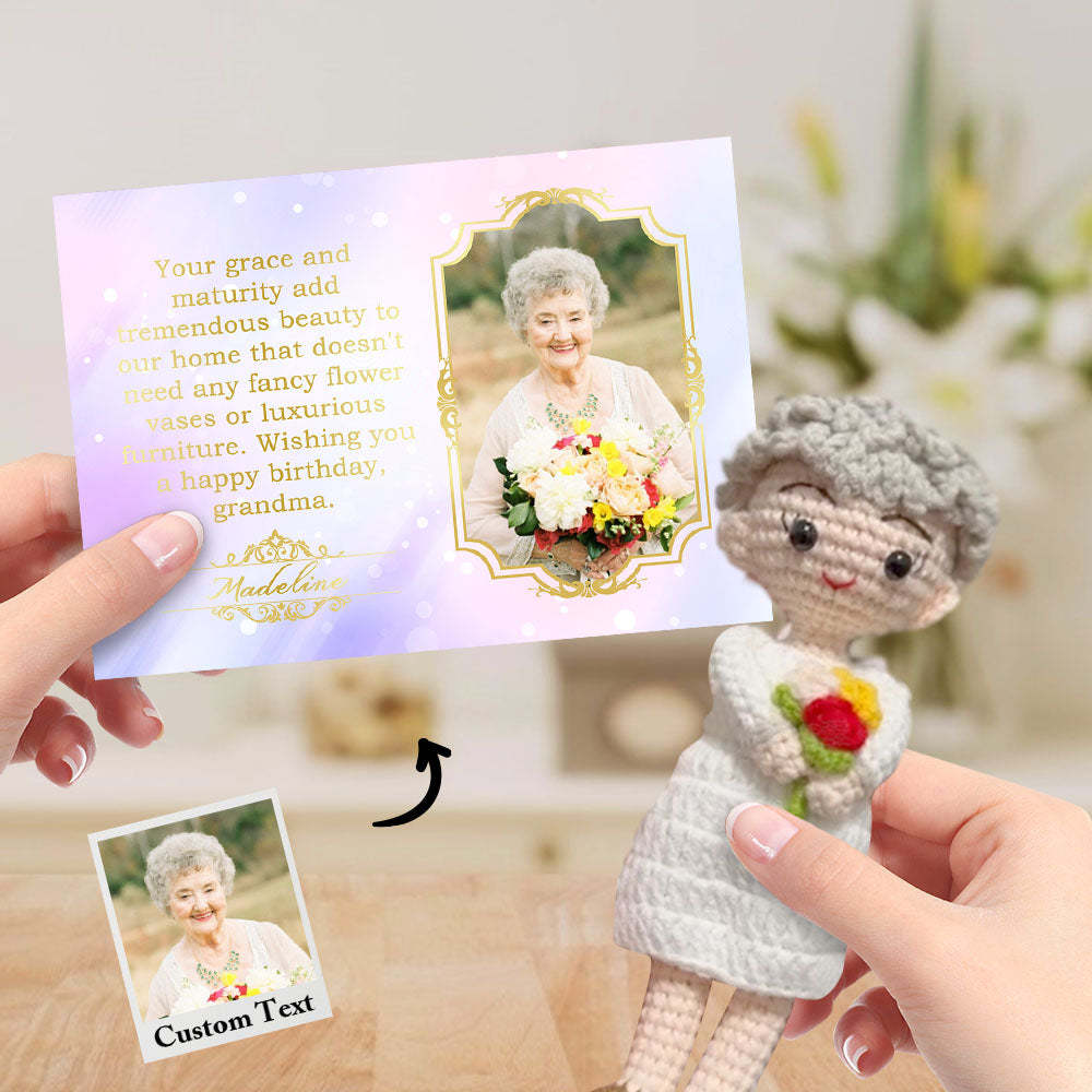 Poupée Au Crochet Personnalisée À Partir De Photos, Poupées Semblables Faites À La Main, Avec Carte De Nom Personnalisée, Cadeaux D'anniversaire Pour Grand-mère - Mug Personnalisé