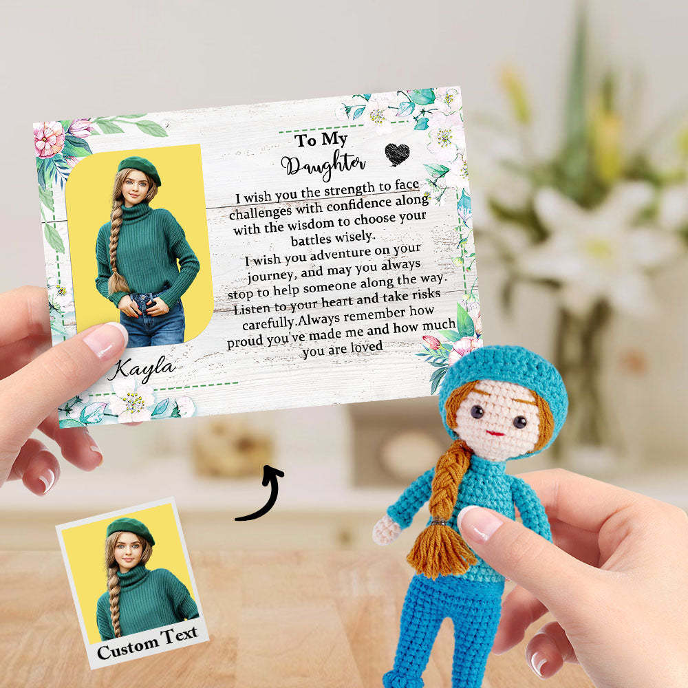 À Ma Fille Poupée Au Crochet Personnalisée À Partir De Photos Poupées Semblables Faites À La Main Avec Des Cadeaux De Carte De Nom Personnalisés Pour Elle - Mug Personnalisé