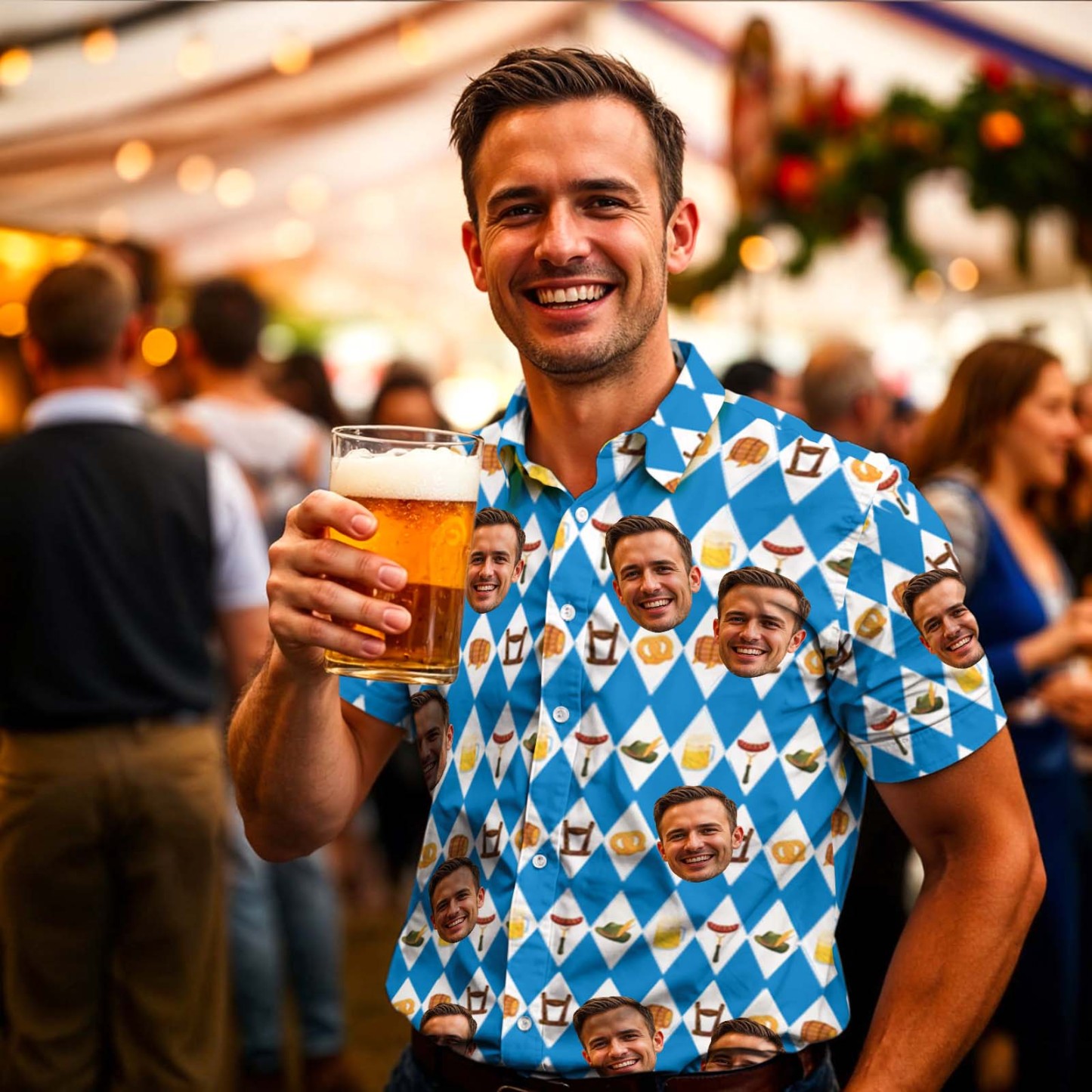 T-shirt Photo De Bière Personnalisé, Chemise Hawaïenne Personnalisée Avec Visage, Chemise Aloha Personnalisée Avec Photo - Mug Personnalisé