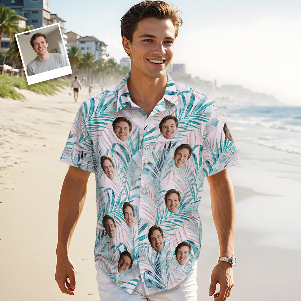 T-shirt Hawaïen Personnalisé Avec Visage, Cadeau Amusant Pour Papa Pour La Fête Des Pères - Mug Personnalisé
