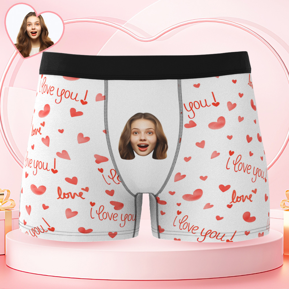 Sous-vêtements Personnalisés Avec Photo Et Visage, Boxers « Je T'aime » Pour Homme - Mug Personnalisé