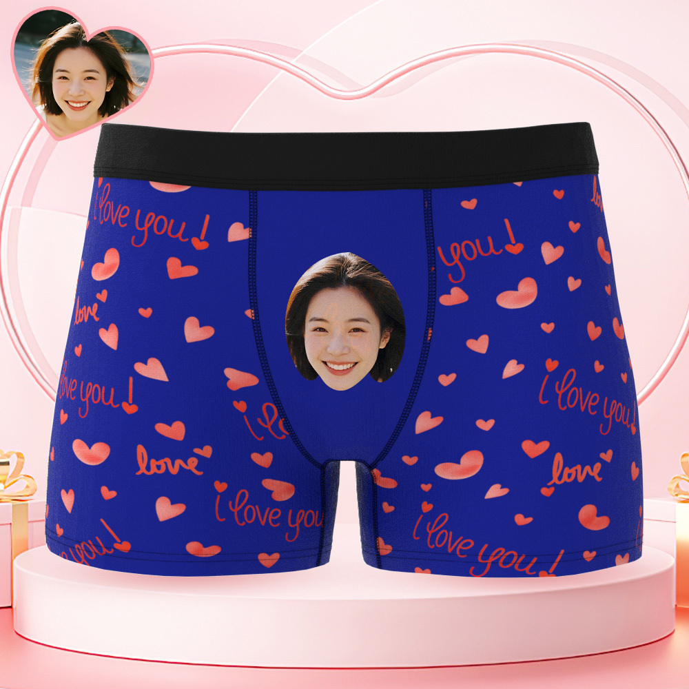 Sous-vêtements Personnalisés Avec Photo Et Visage, Boxers « Je T'aime » Pour Homme - Mug Personnalisé