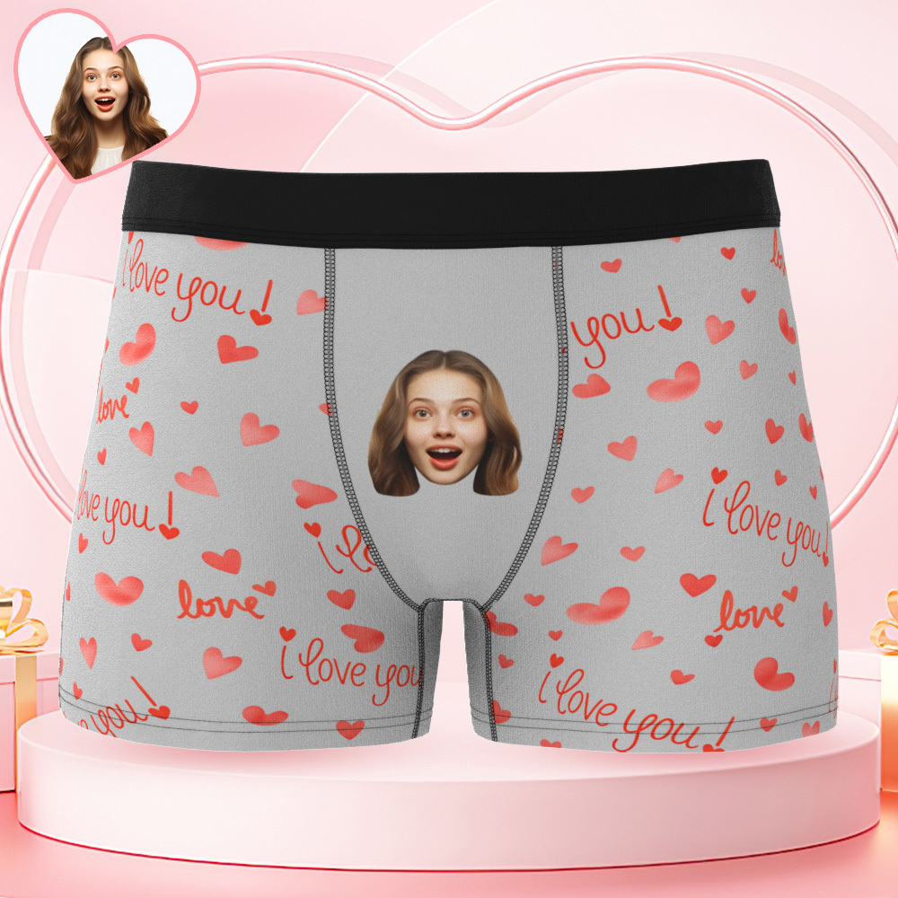 Sous-vêtements Personnalisés Avec Photo Et Visage, Boxers « Je T'aime » Pour Homme - Mug Personnalisé