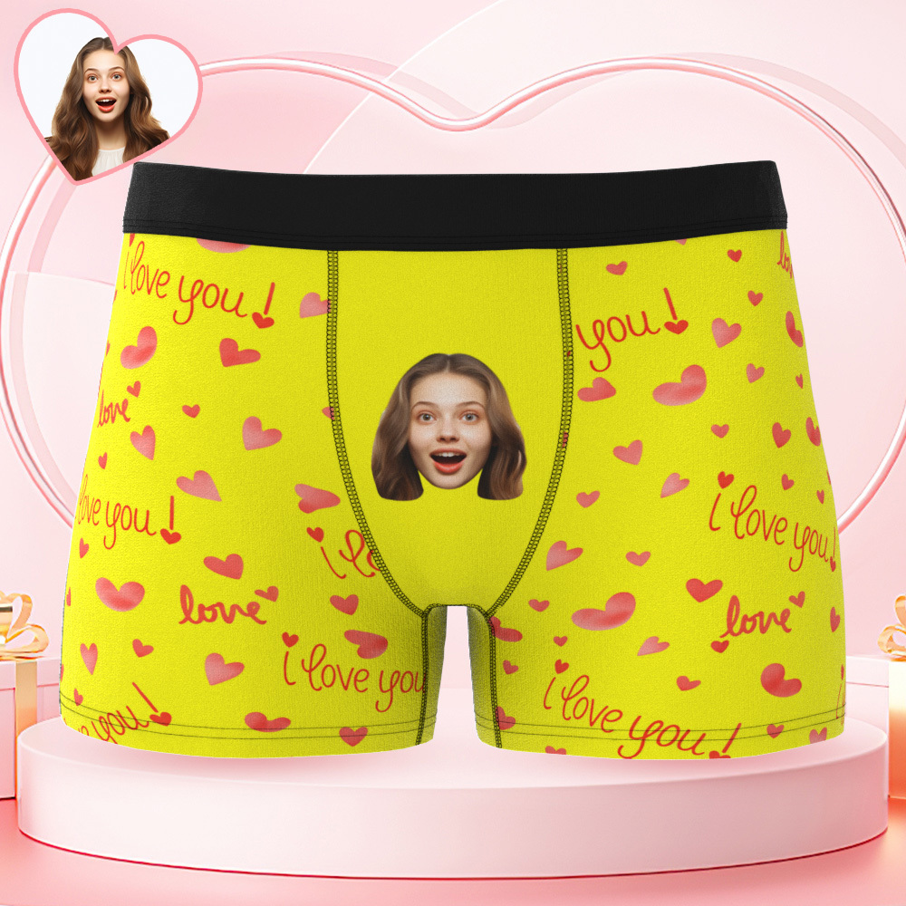 Sous-vêtements Personnalisés Avec Photo Et Visage, Boxers « Je T'aime » Pour Homme - Mug Personnalisé