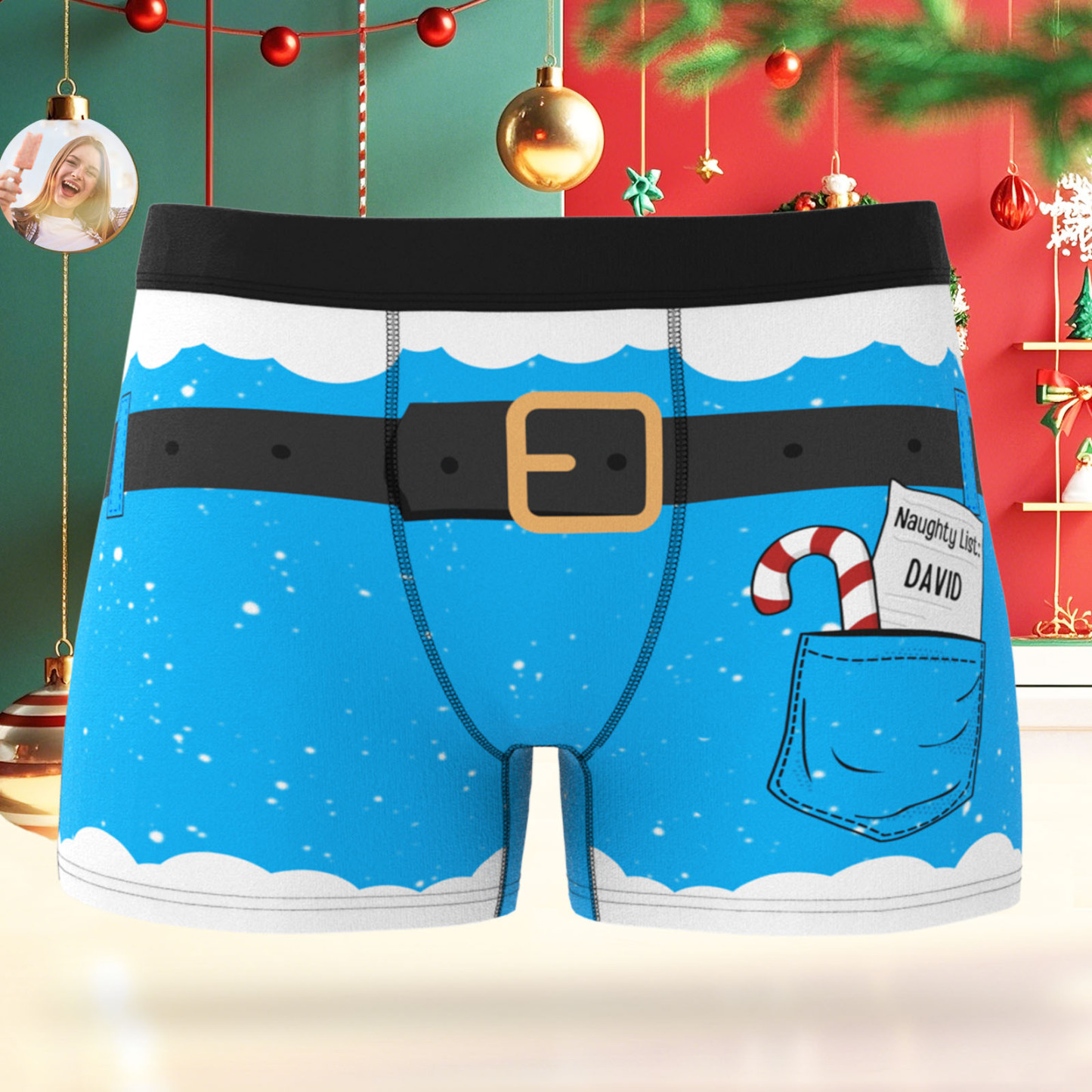 Sous-vêtements De Noël Personnalisés Avec Nom Boxer De Vacances Personnalisé Pour Hommes Cadeau De Noël Amusant - Mug Personnalisé