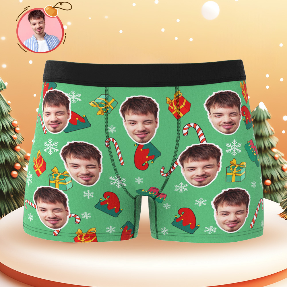 Boxer Personnalisé Pour Les Fêtes, Culotte De Noël Avec Photo Personnalisée, Boxer Père Noël Personnalisé Pour Amoureux - Mug Personnalisé