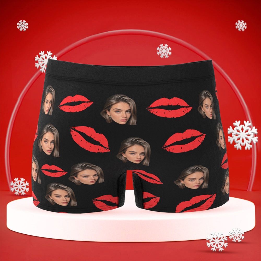Sous-vêtements Photo Personnalisés Avec Lèvres Rouges, Cadeau Sexy Personnalisé Pour Couples, Culotte De Noël Avec Photo Personnalisée - Mug Personnalisé
