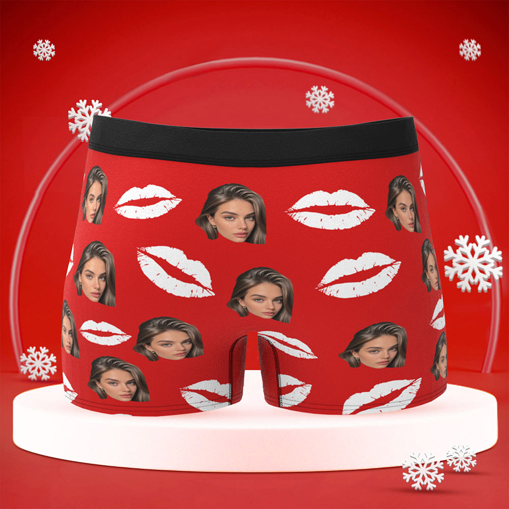 Sous-vêtements Photo Personnalisés Avec Lèvres Rouges, Cadeau Sexy Personnalisé Pour Couples, Culotte De Noël Avec Photo Personnalisée - Mug Personnalisé
