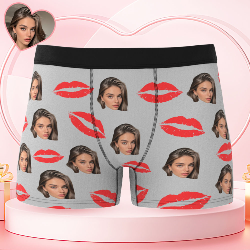 Sous-vêtements Photo Personnalisés Avec Lèvres Rouges, Cadeau Sexy Personnalisé Pour Couples, Culotte De Noël Avec Photo Personnalisée - Mug Personnalisé